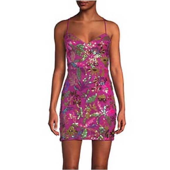 NWT Lulus Iridescent Sequin Lace Up Mini Dress Size Small - Picture 1 of 10